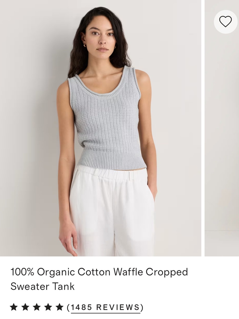 Quince Light Gray Waffle Knit Cropped Tank
